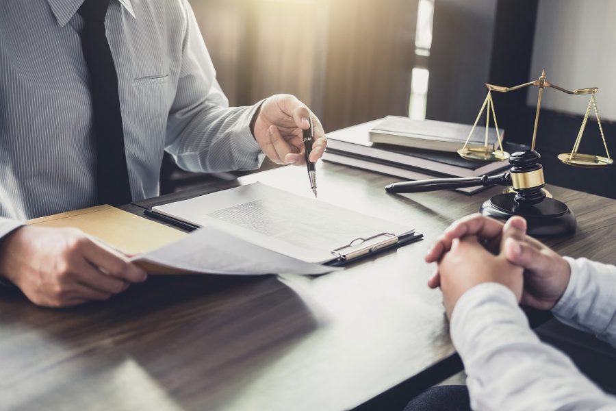 man attending a court hearing